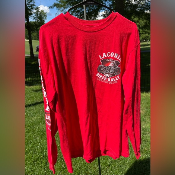 Anvil, Laconia 2016 Biker Rally, Harley Davison, L/S T Shirt, Red, Large - Picture 2 of 4